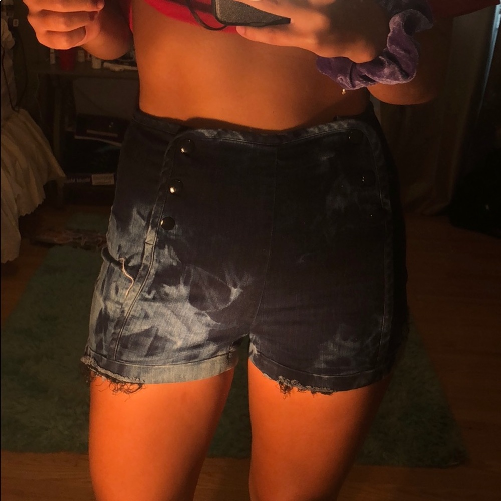 Never worn bleached and distressed Jean shorts